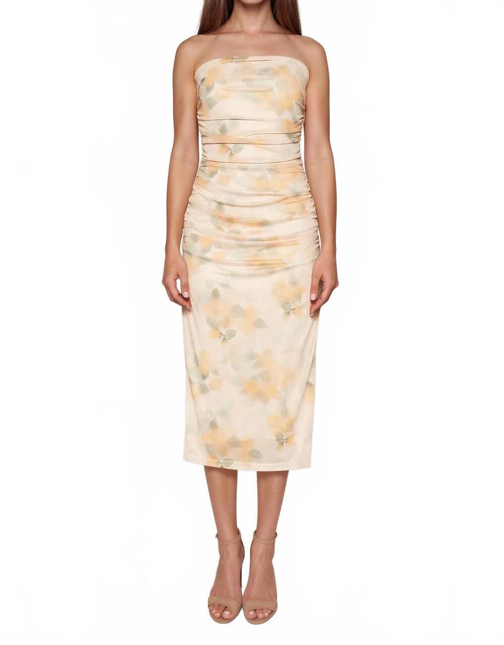 NEW FORE toni strapless midi dress in floral print